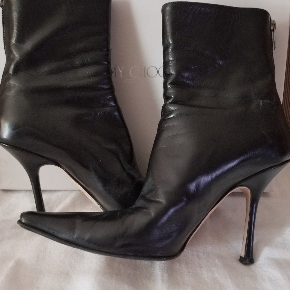 Jimmy Choo Lily black leather ankle boot authentic vintage